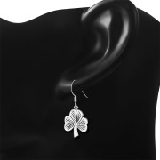 Sterling Silver Shamrock Dangling Earrings, ep128/h